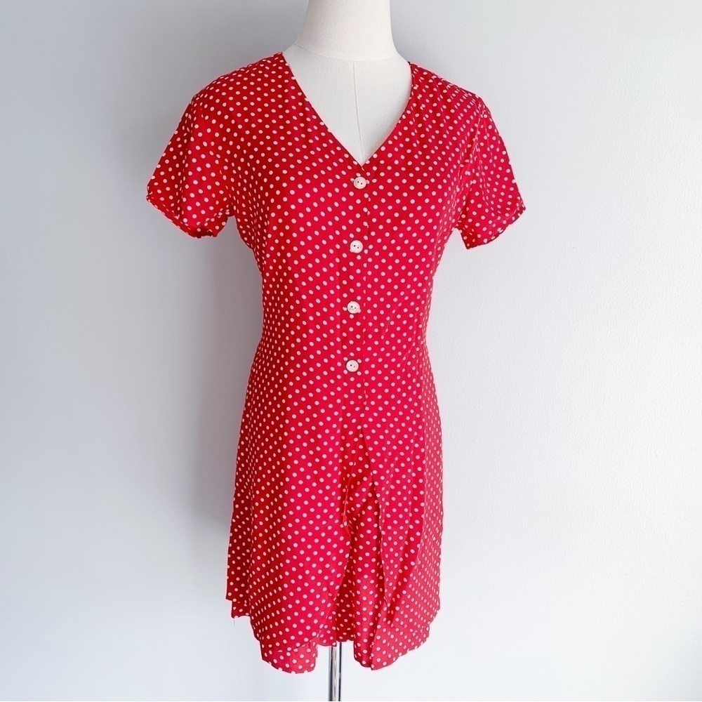 Vtg 90s Y2K The Limited polka dot romper mini dress red white size xs